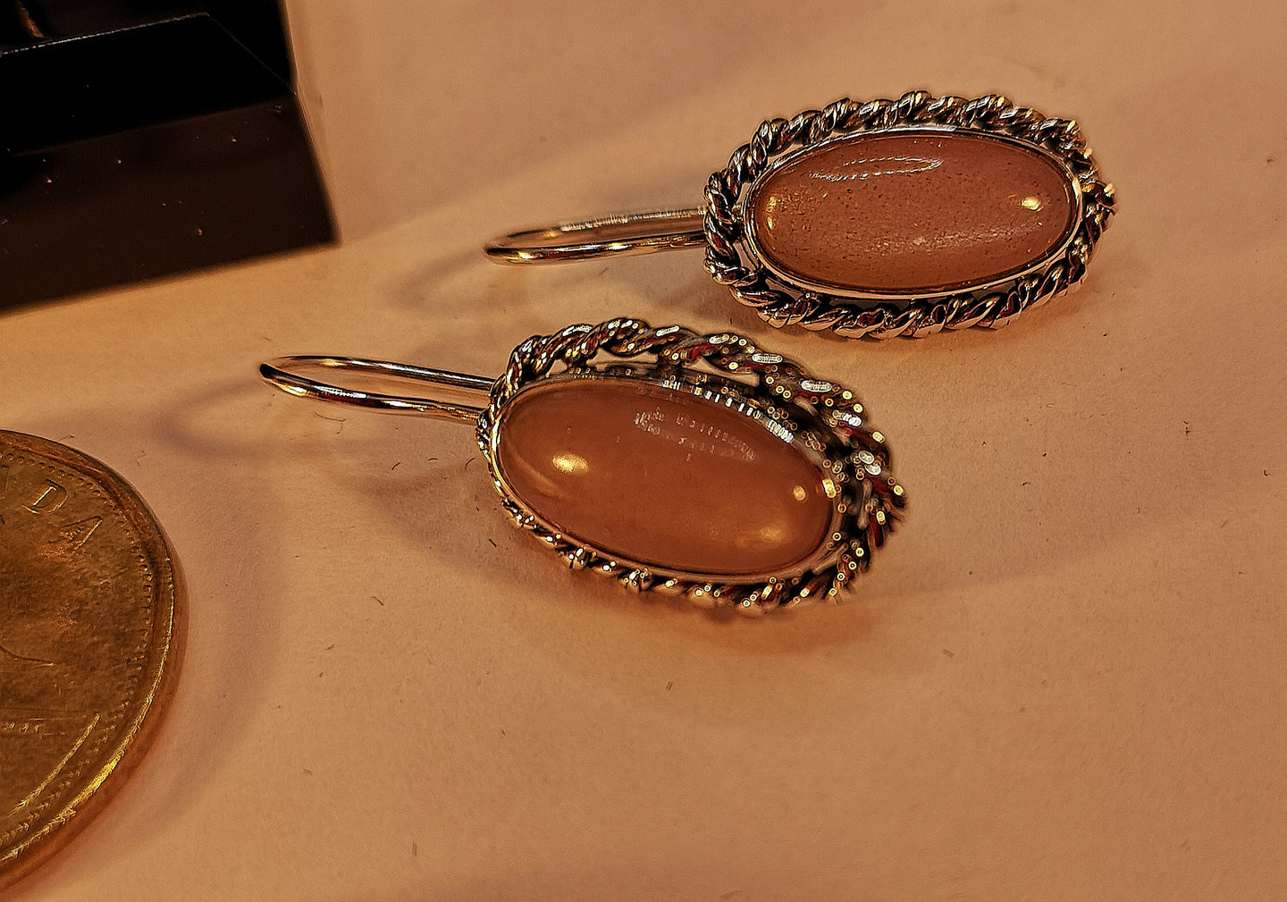 Pink sales moonstone earrings